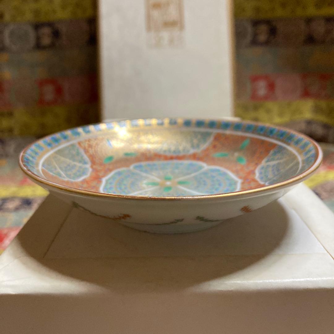 美品新品未使用　庫山窯　前畑陶器　金彩花紋　御手塩皿揃　小皿　9.3×2.2cm