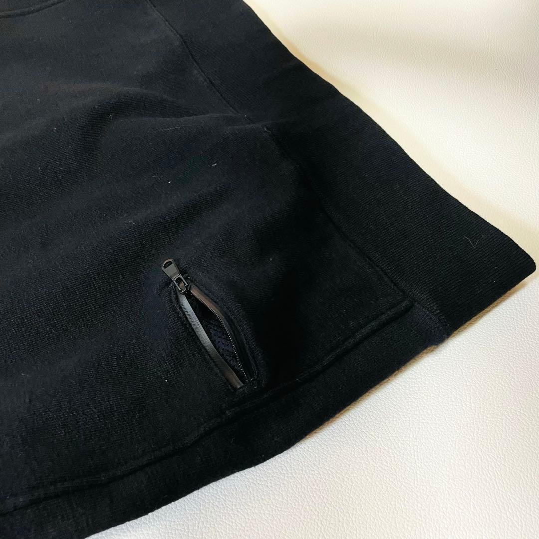 6437【美品】TFW49 長袖スウェット　クルーネック　裾ジップ　ブラック