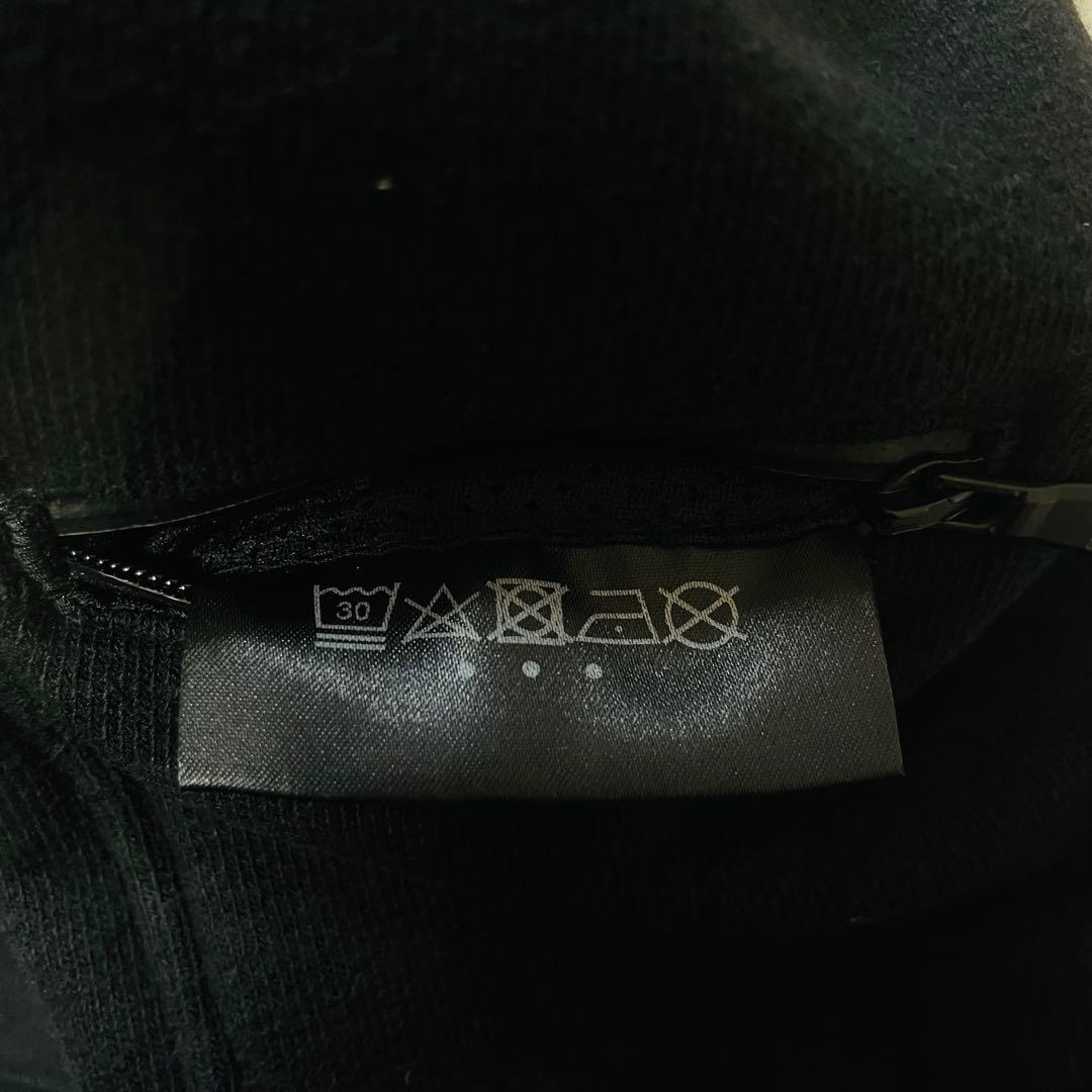 6437【美品】TFW49 長袖スウェット　クルーネック　裾ジップ　ブラック