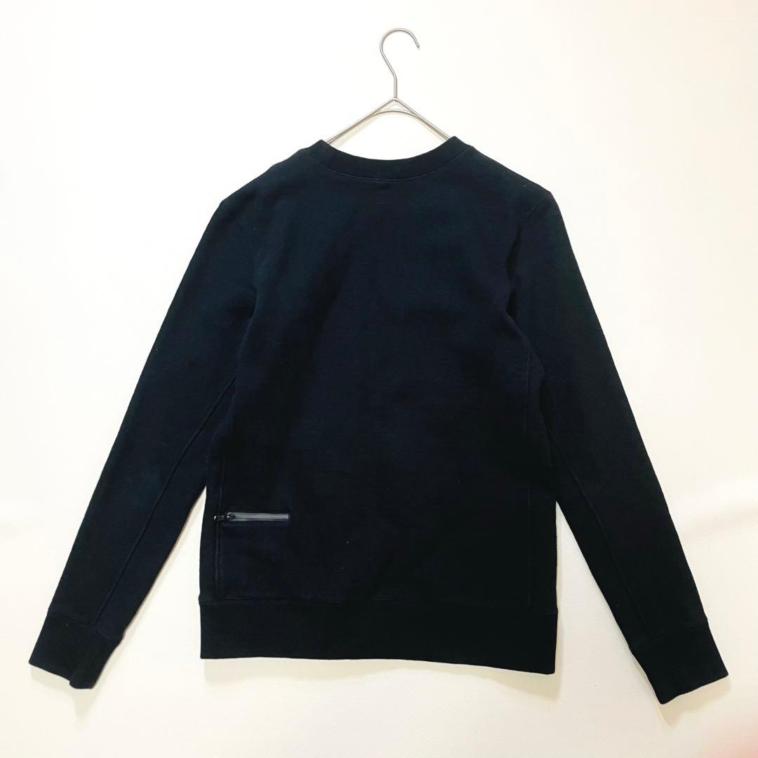 6437【美品】TFW49 長袖スウェット　クルーネック　裾ジップ　ブラック