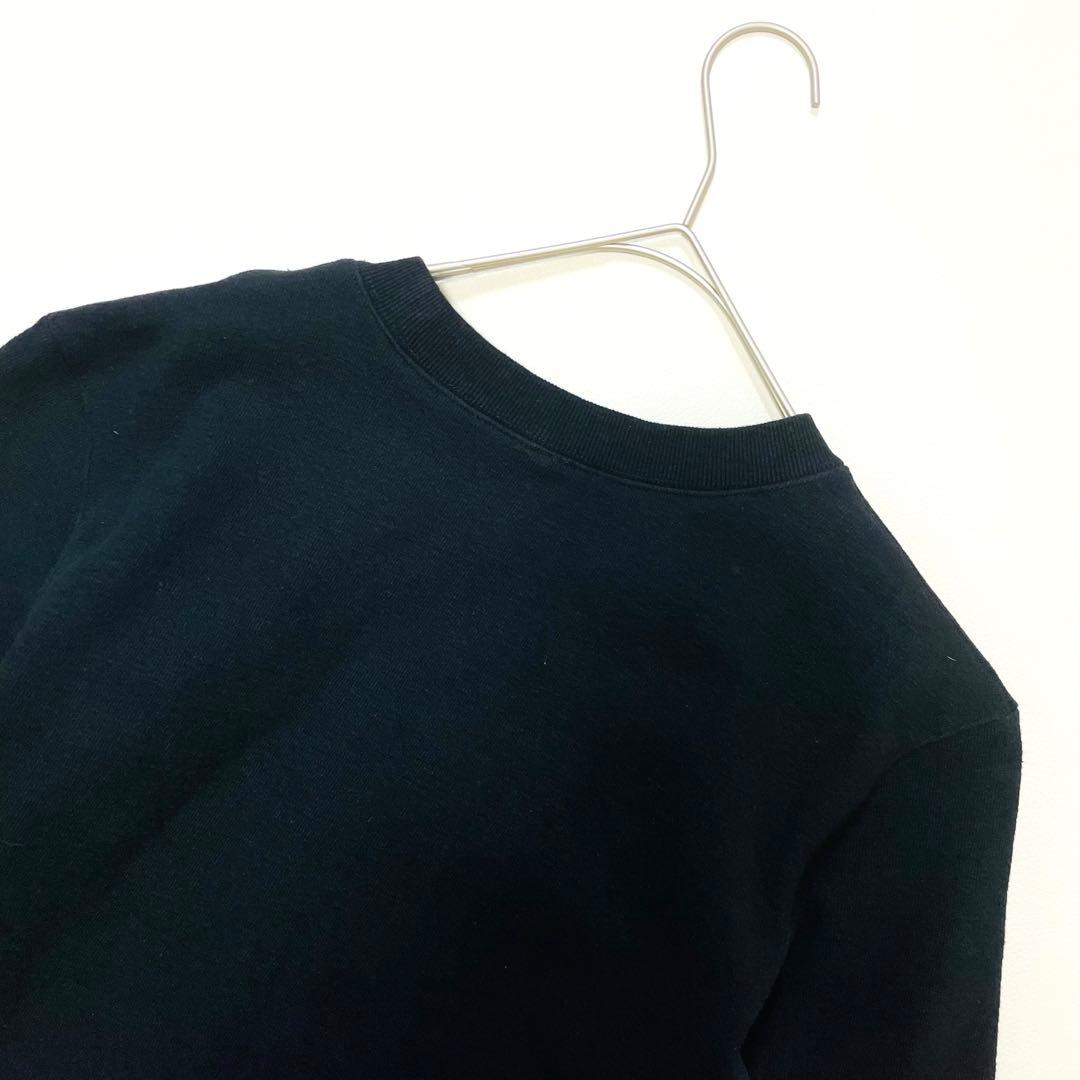 6437【美品】TFW49 長袖スウェット　クルーネック　裾ジップ　ブラック