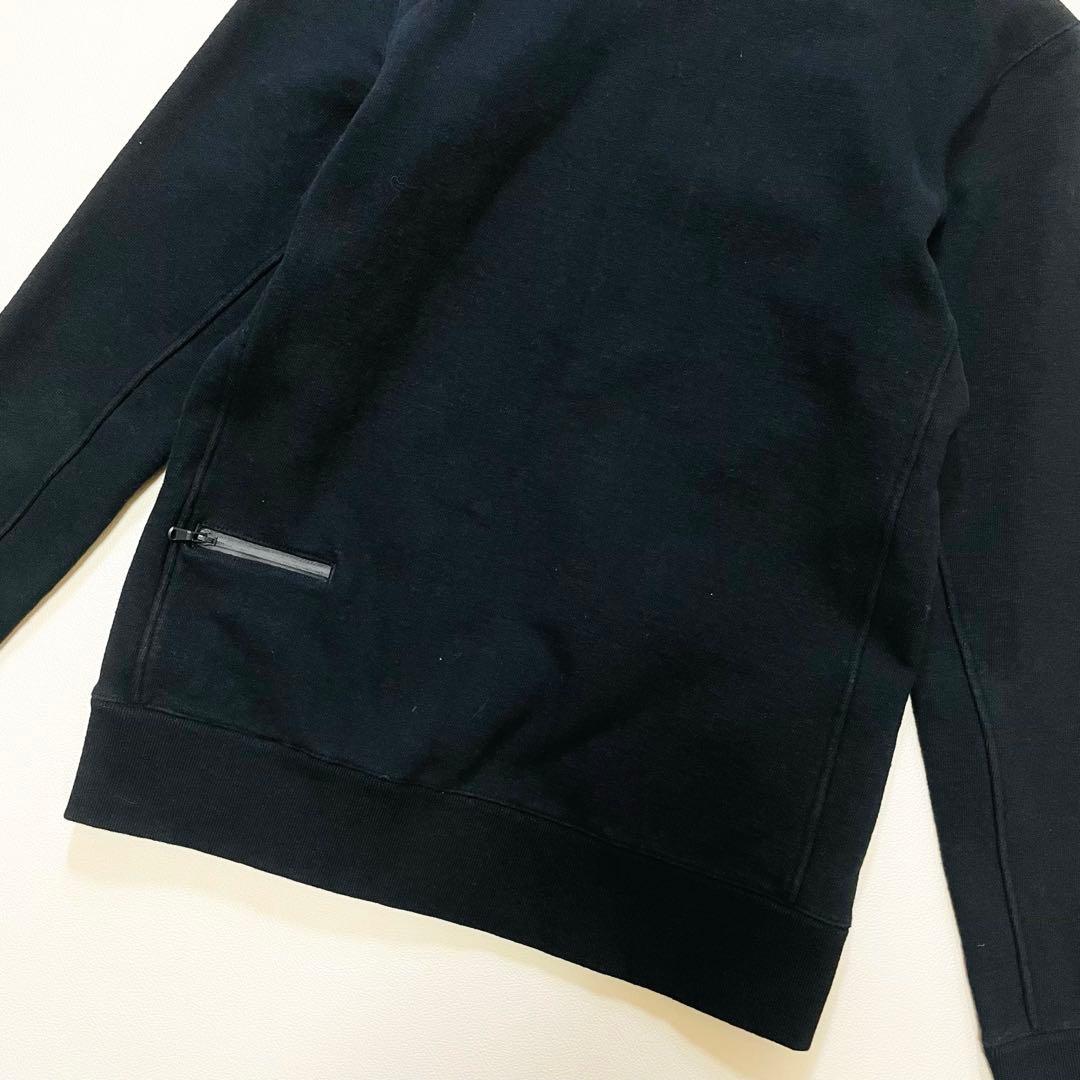 6437【美品】TFW49 長袖スウェット　クルーネック　裾ジップ　ブラック