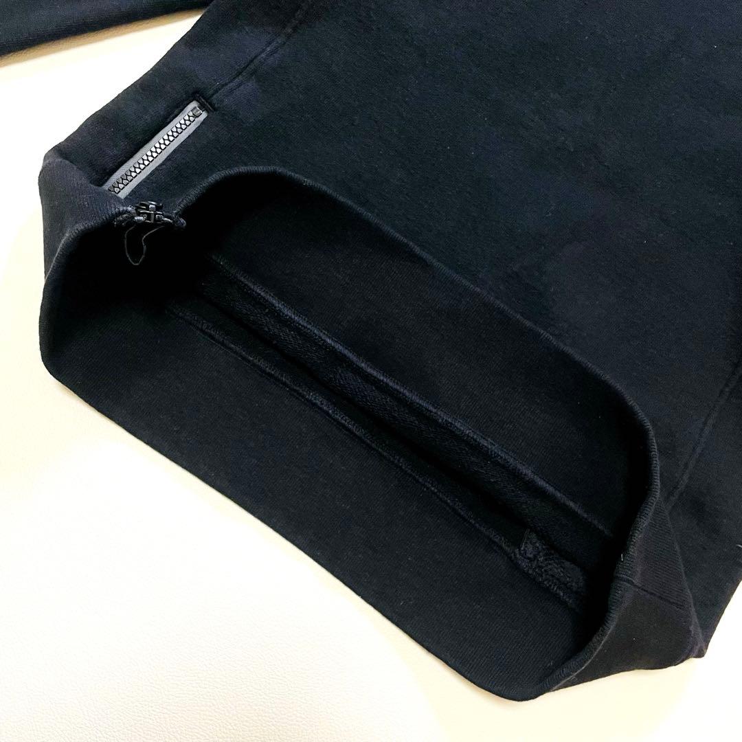 6437【美品】TFW49 長袖スウェット　クルーネック　裾ジップ　ブラック