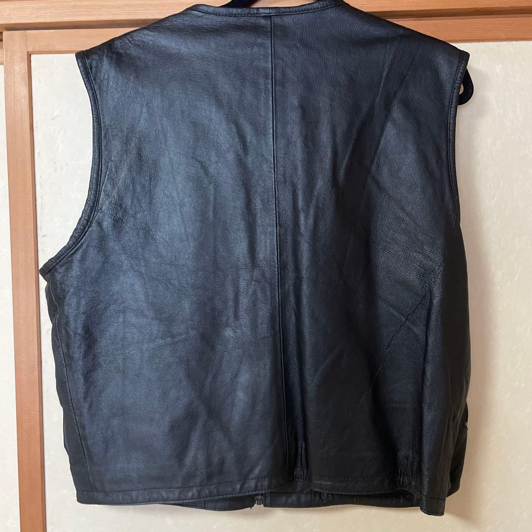 XL デッドストック 80s〜90s レザー ハンティングベスト 本革　黒