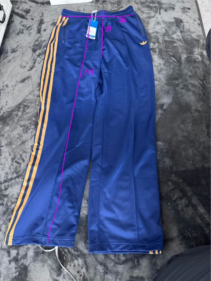 adidas ファイヤーバード トラックパンツ XS ネイビー×イエロー