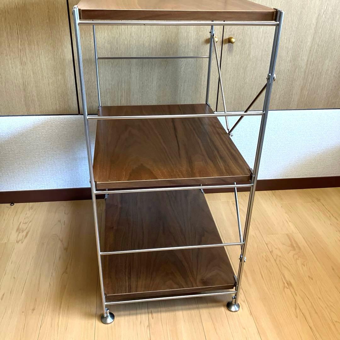 無印良品　ステンレスユニットシェルフ　ウォールナット材棚セット