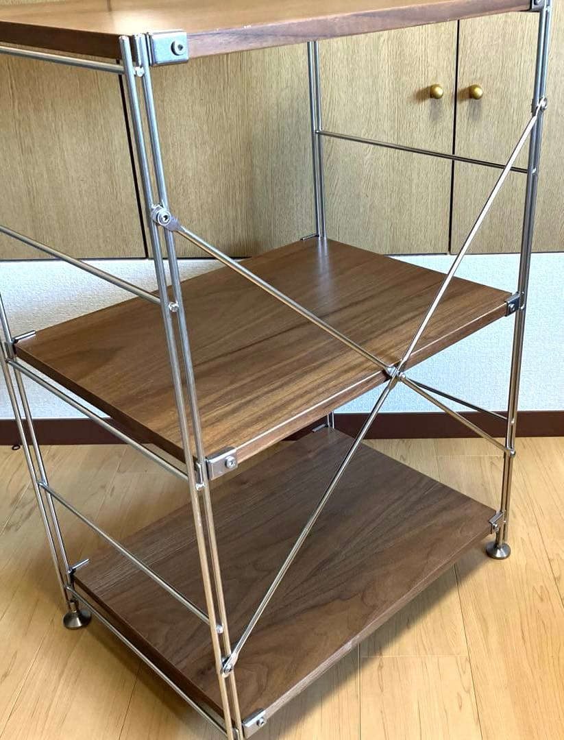 無印良品　ステンレスユニットシェルフ　ウォールナット材棚セット