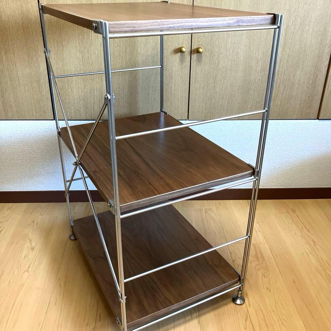 無印良品　ステンレスユニットシェルフ　ウォールナット材棚セット