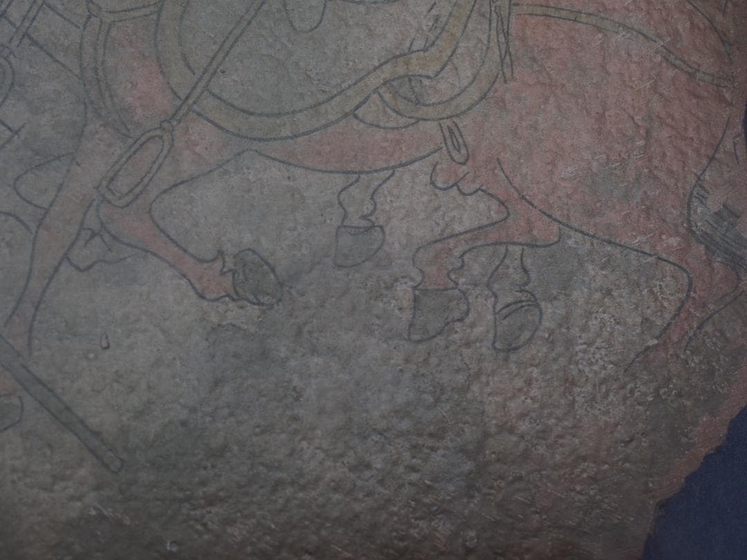 骨董市掘り出し品 中国唐時代　敦煌莫高窟壁画 彩絵発掘品AK1782A9-3