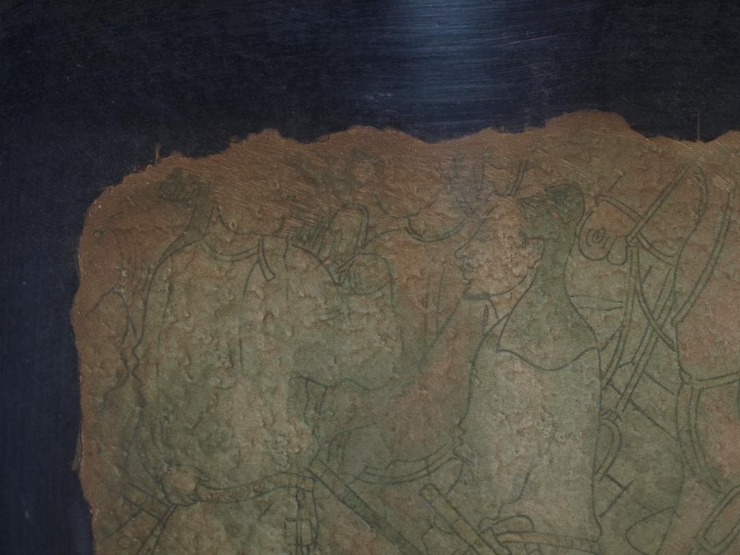 骨董市掘り出し品 中国唐時代　敦煌莫高窟壁画 彩絵発掘品AK1782A9-3