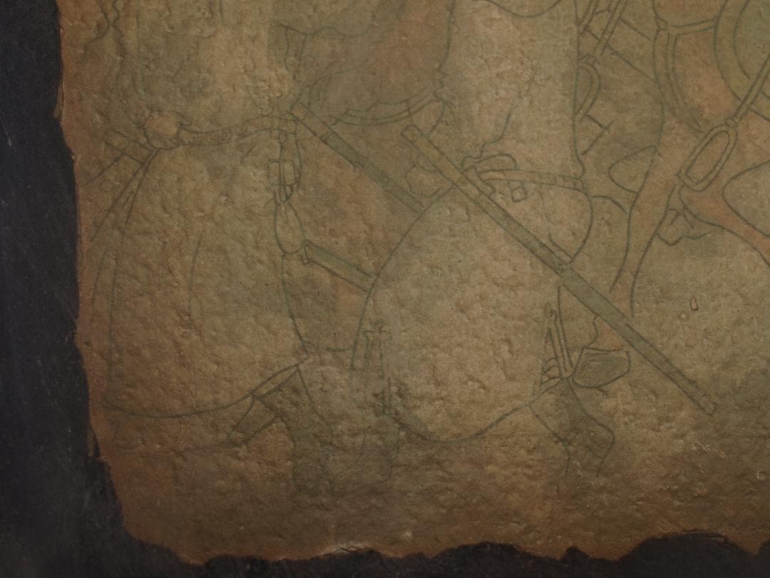 骨董市掘り出し品 中国唐時代　敦煌莫高窟壁画 彩絵発掘品AK1782A9-3