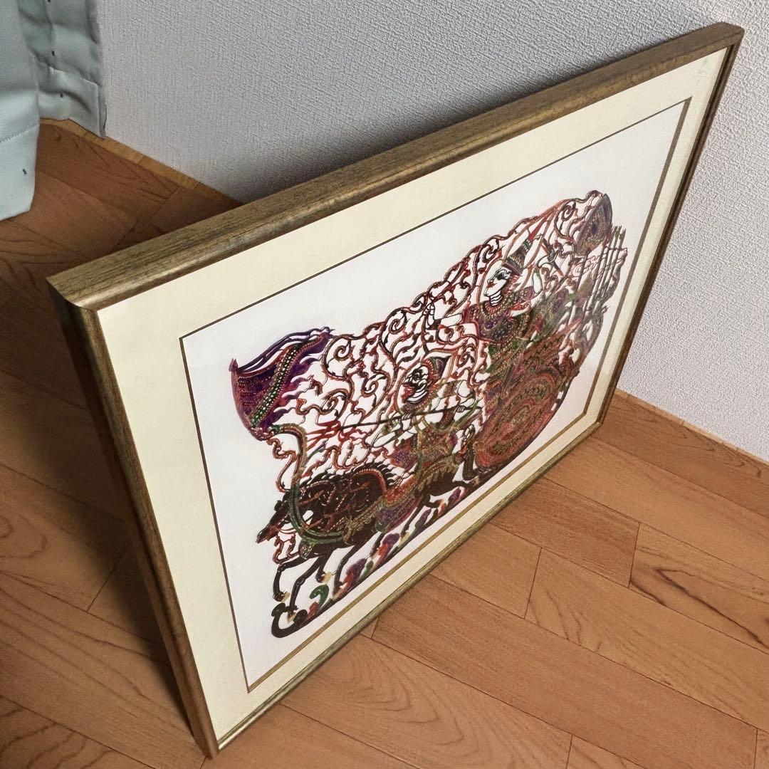 切り絵　馬　額縁外寸56cm×46c額装