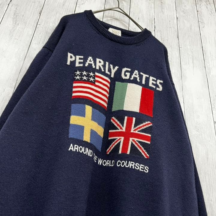 PEARLY GATES パーリーゲイツ メンズ ニット ネイビー 国旗柄