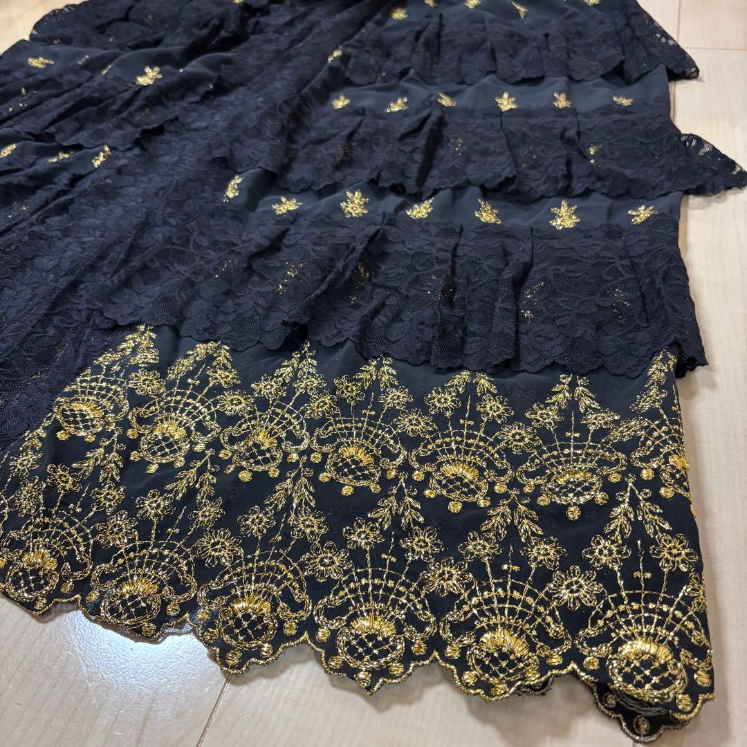 SALE中！ベリーダンス スカート 巻きスカート 黒×ゴールド刺繍 米国製新品