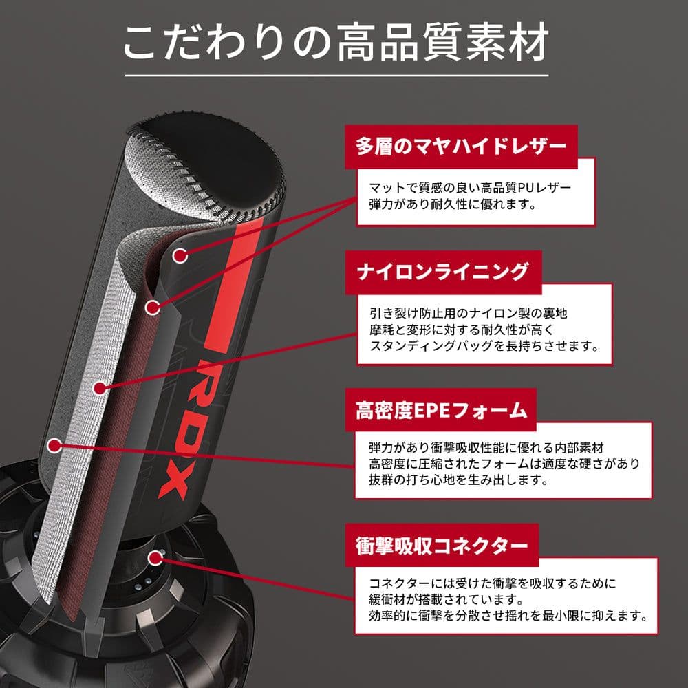 RDX 自立式サンドバッグ スタンディングバッグ 合成皮革製 レッド