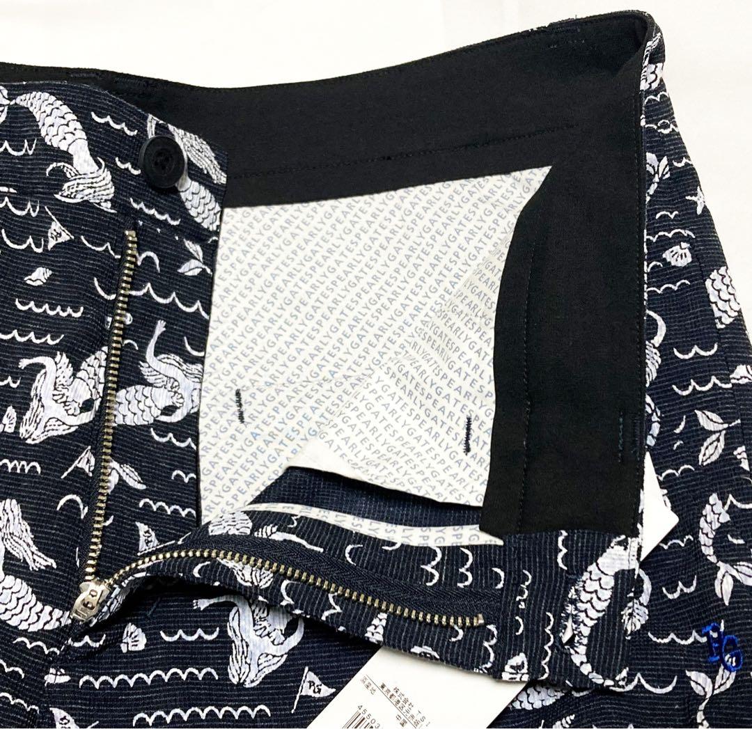 《パーリーゲイツ》新品 麻混素材 マーメイド柄ショートパンツ 4(W84)