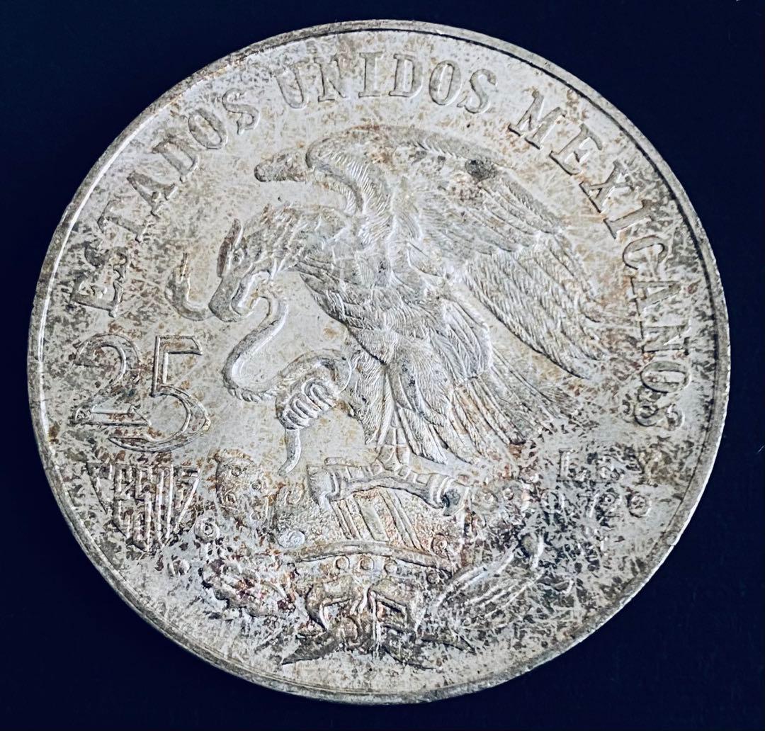 1968年 メキシコシティオリンピック 5ペソ硬貨　銀貨　0.72