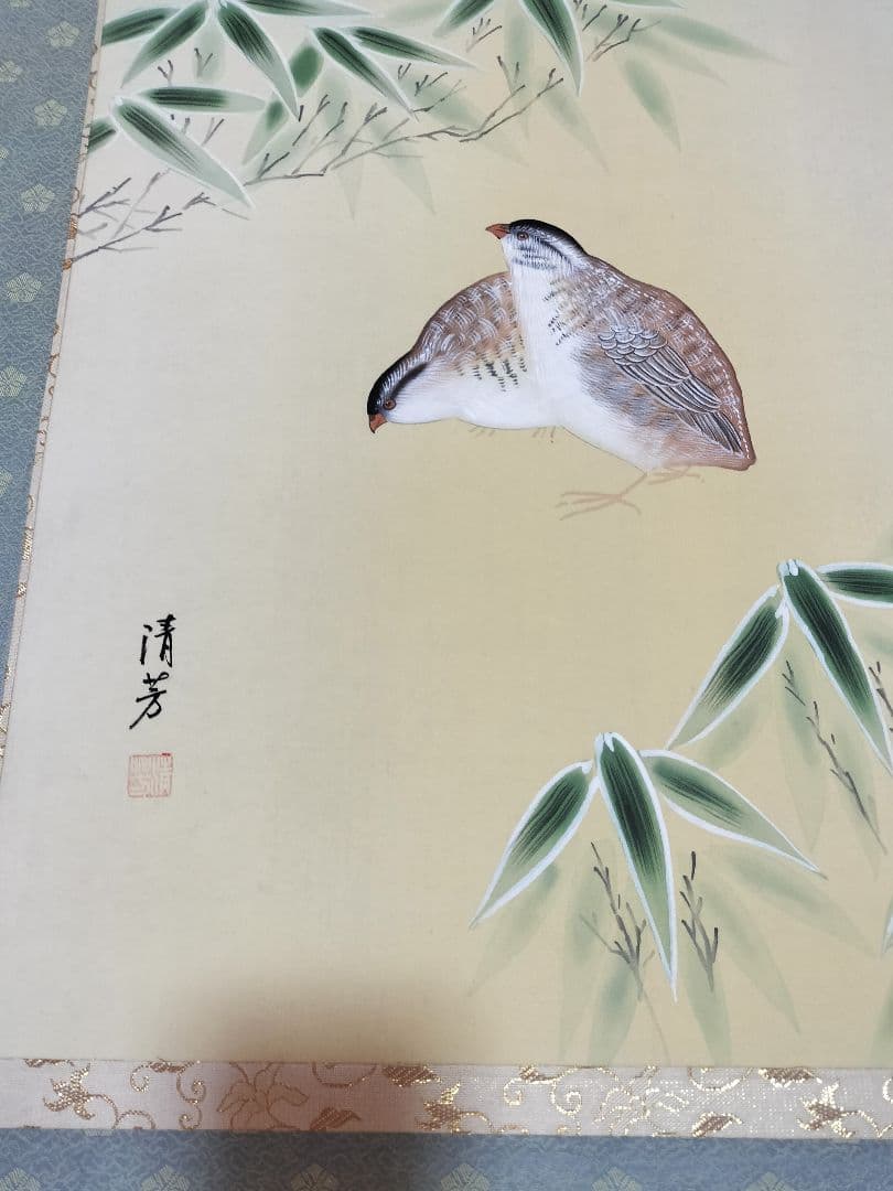 清芳 鳥の絵 日本画 作品