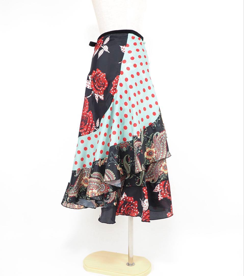 フラメンコ　巻きスカート　新品　シャンタン素材　ファルダ　Leirena