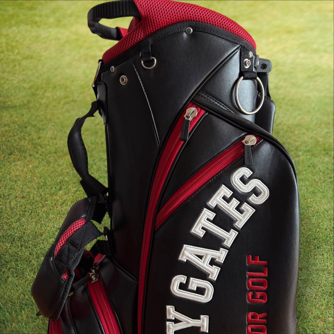 パーリーゲイツ　キャディバッグ　ショルダー式　スタンド式　軽量　黒　赤　レア