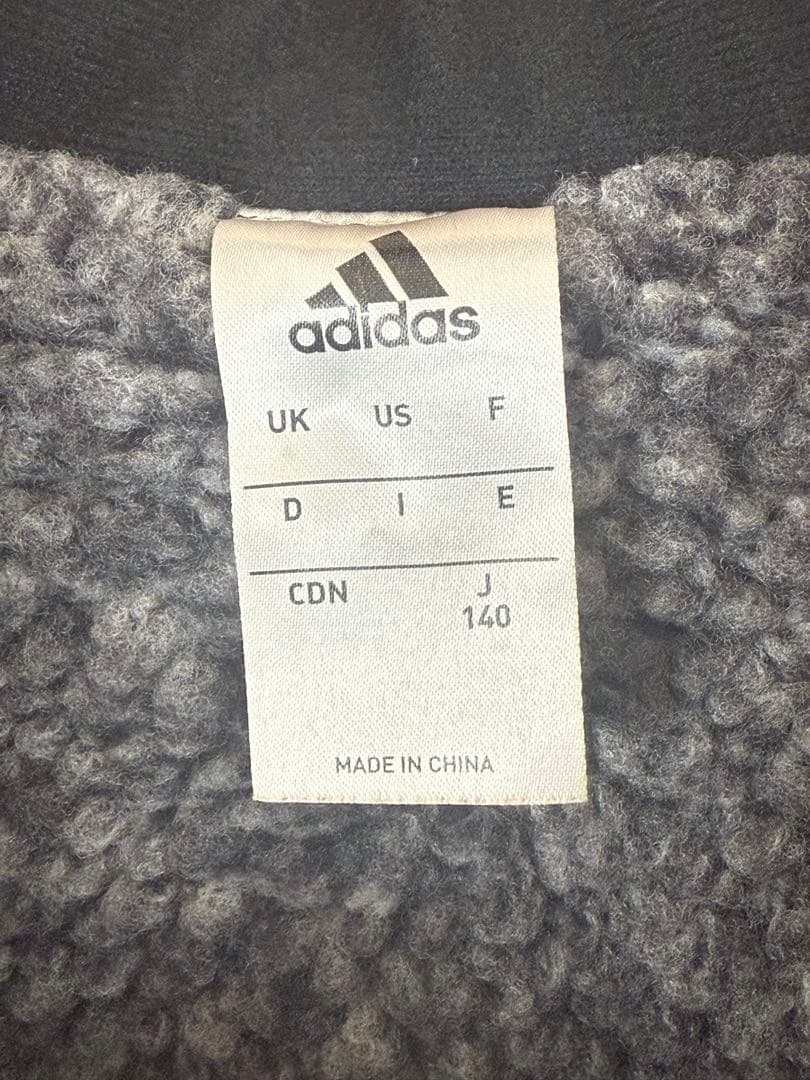 Adidas ベンチコート サイズ:140 色:ブラック（レッド・グレー）