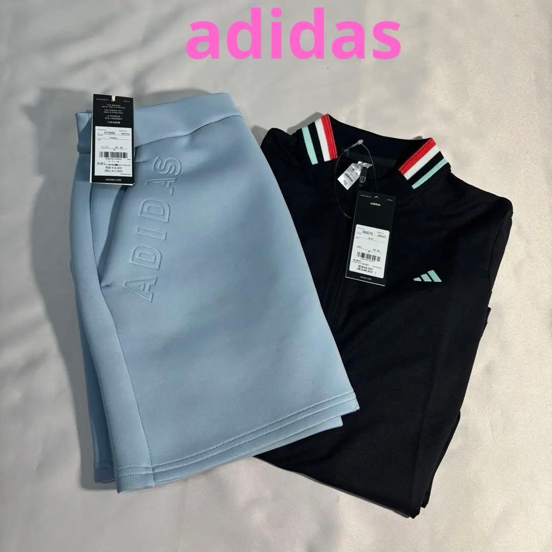 新品adidasゴルフ　ハーフジップポロシャツ　ダンボールニットセットアップ