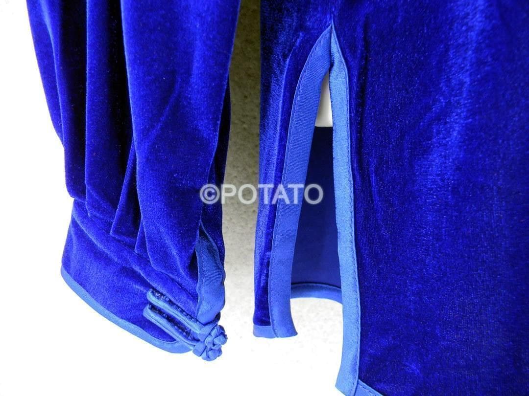 太極拳 ベロア調 太極服 上下 Mサイズ 男女両用 宝石蓝【新品】
