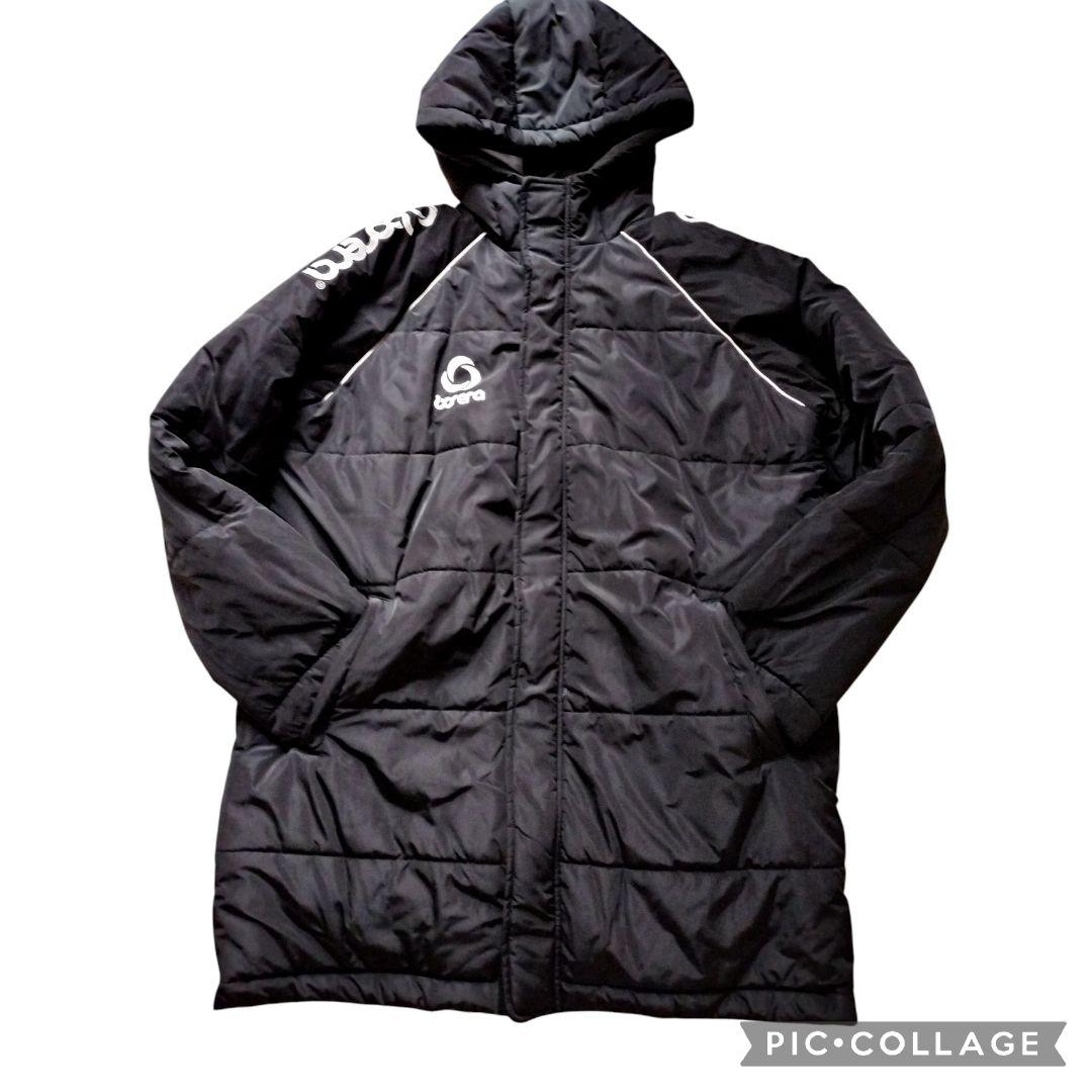美品 ボネーラ XL 黒 中綿 ロングベンチコート 防寒 BC013 サッカー