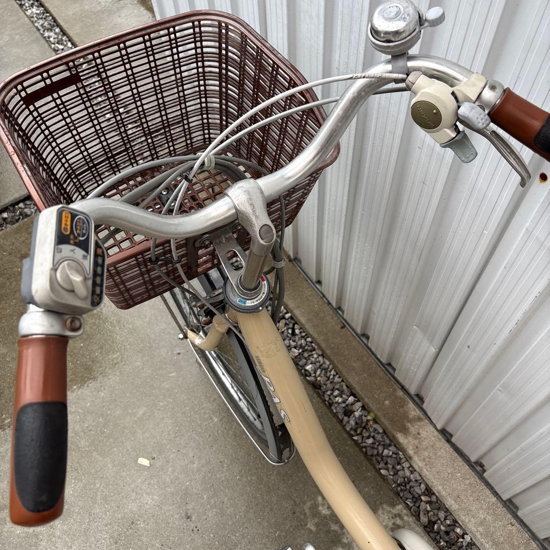 電動アシスト自転車 ベージュ 前カゴ付き、YAMAHA、ブリヂストン、電動