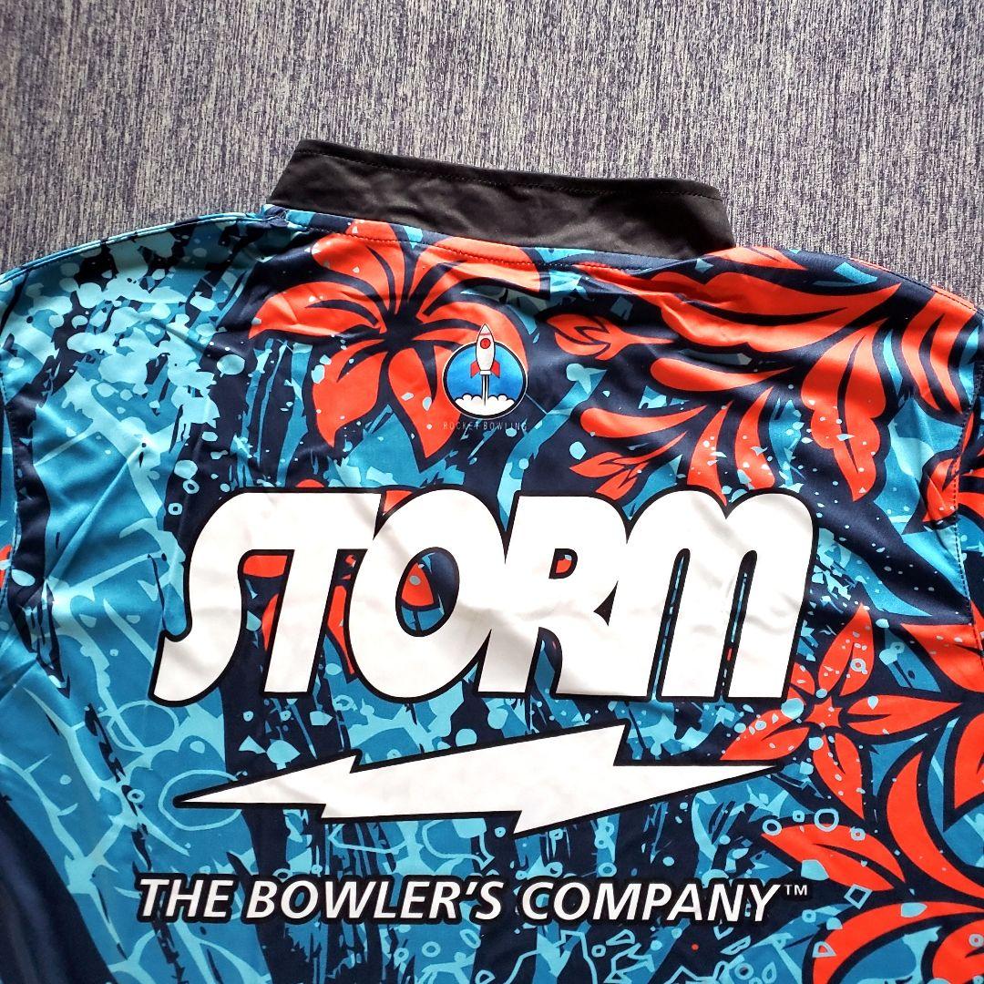 新品✨STORM【日本サイズ3XL】大きめ　ブルー　ロゴ入り　ボウリング