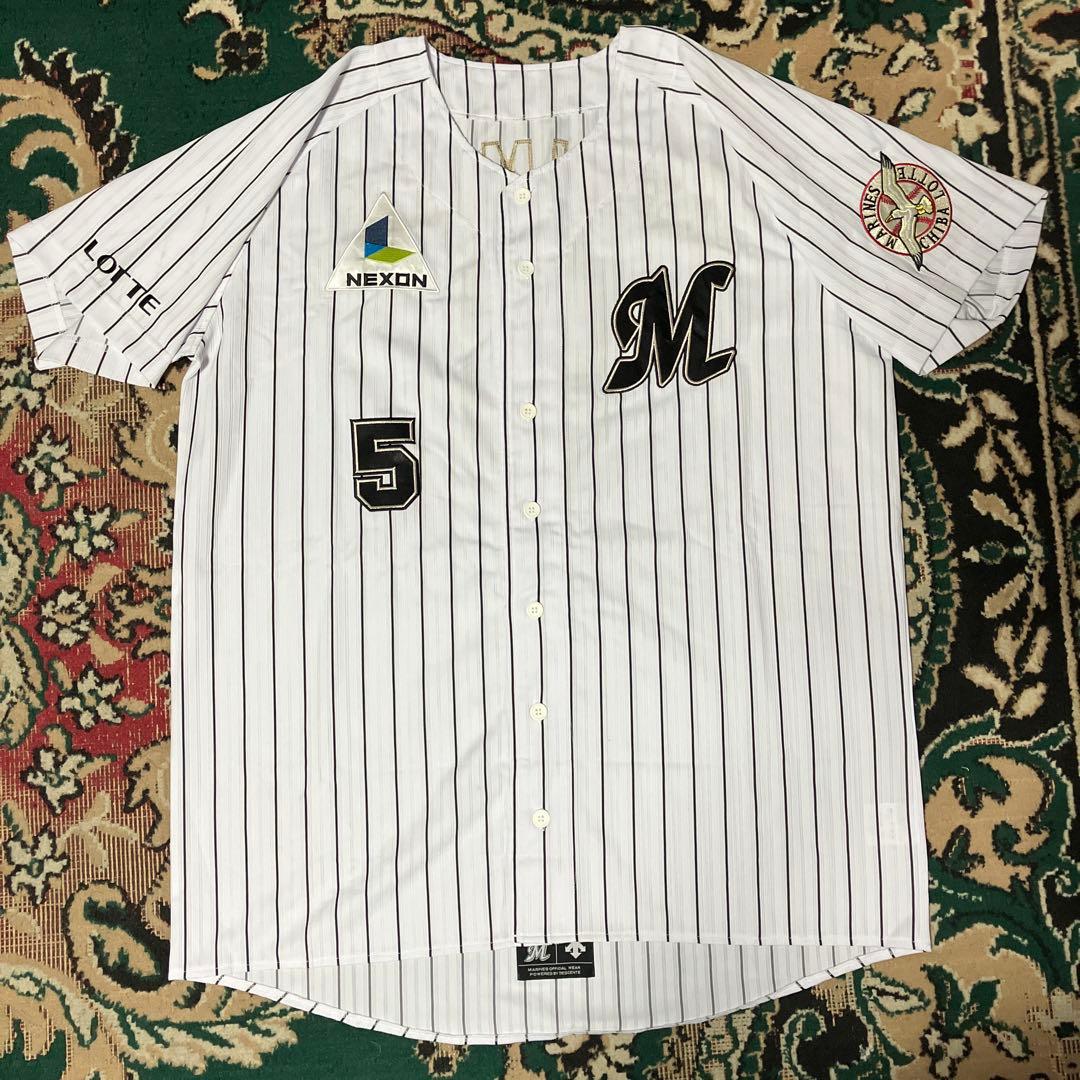美品　千葉ロッテマリーンズ　ユニフォーム　DESCENTE 伊志嶺翔大　背番号5