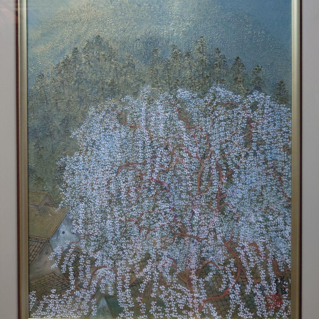 枝垂れ（しだれ）桜　 俊治　華やかな金と桜の色で描いた美しい日本画　絵画