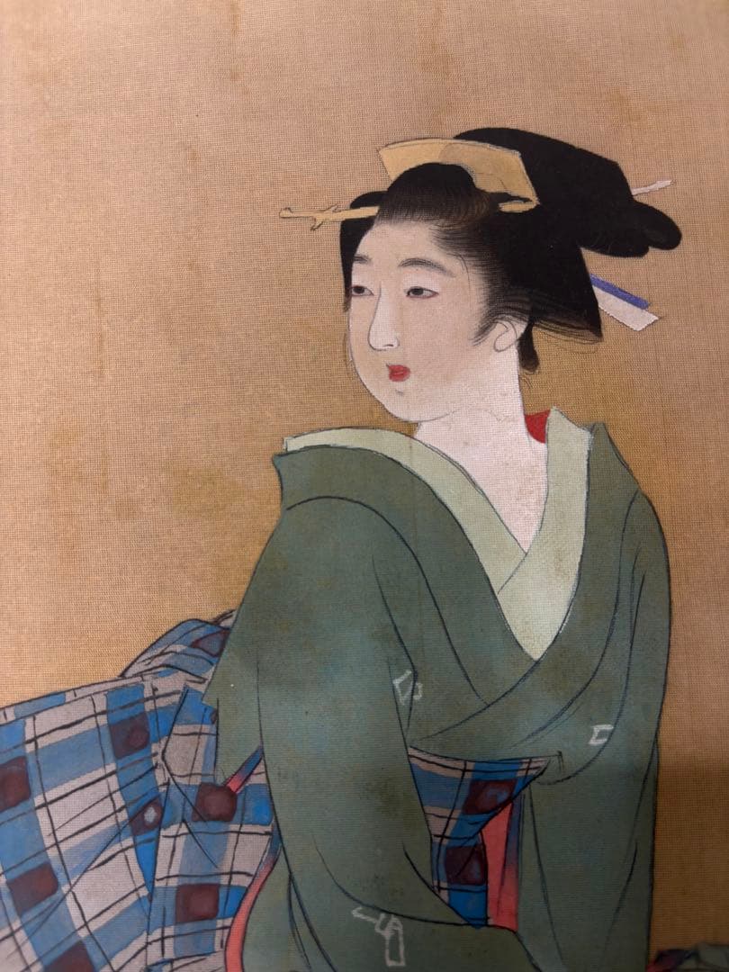 浮世絵 美人画 絹本画 歌麿 美術 アンティーク 骨董品