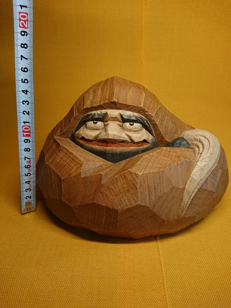 【美品】だるま　達磨　彫刻　天然木　置物　インテリア　工芸品　美術品　A1120