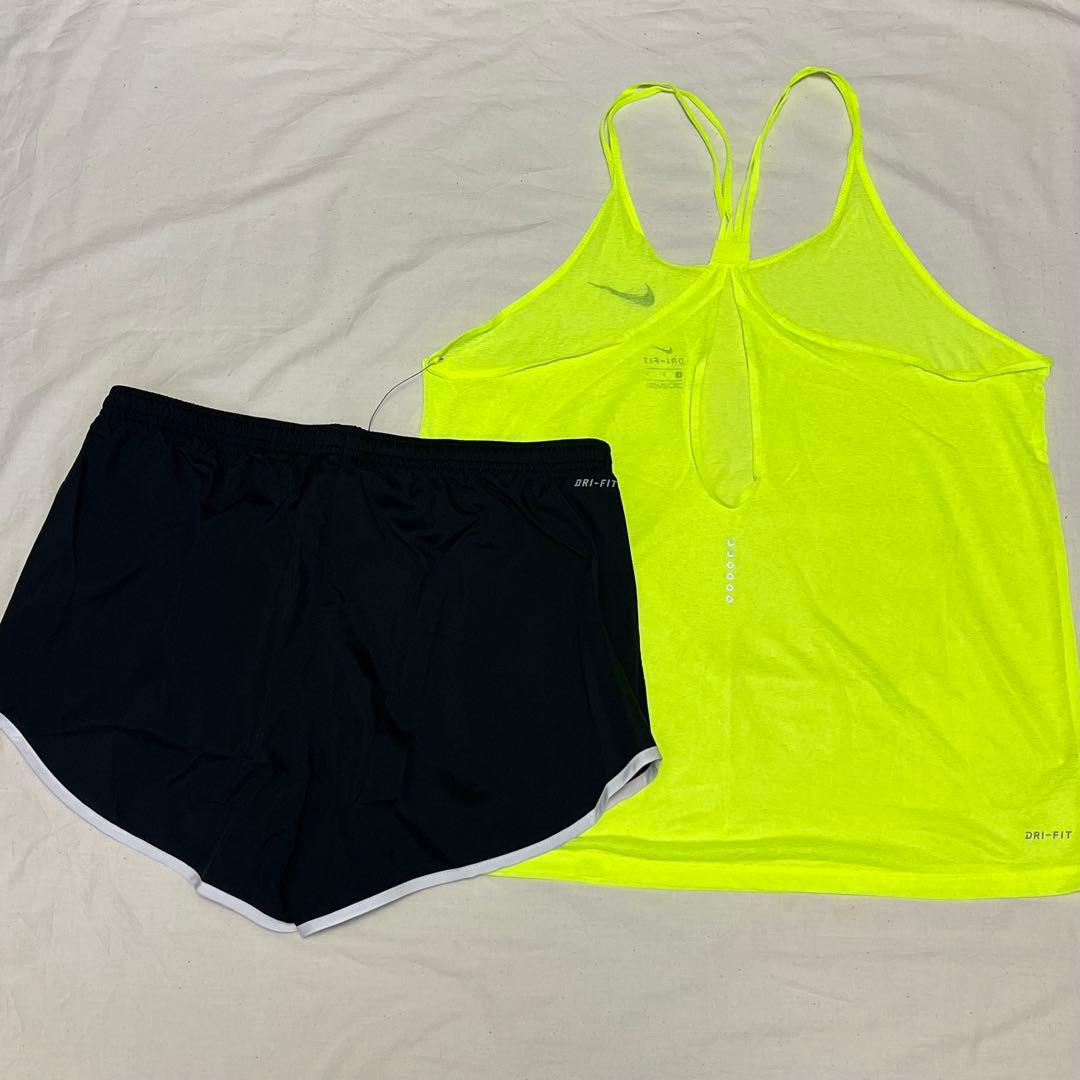 新品✨ナイキ NIKE ランニングウェア 上下セット 蛍光 黄色 黒 Lサイズ