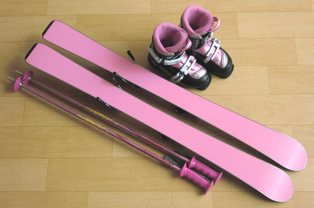 ■■送料無料■子供用スキーフルセット■板100靴20■WAX済■女の子に最適■■