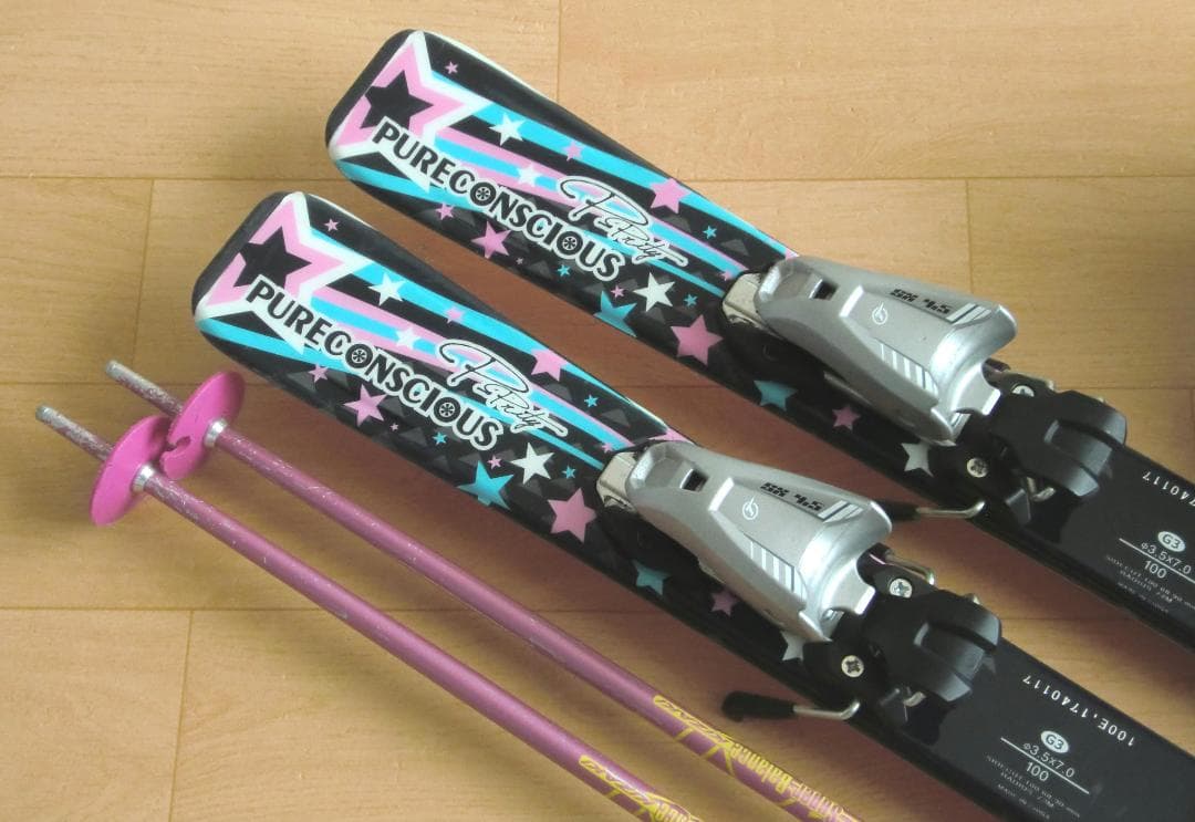 ■■送料無料■子供用スキーフルセット■板100靴20■WAX済■女の子に最適■■