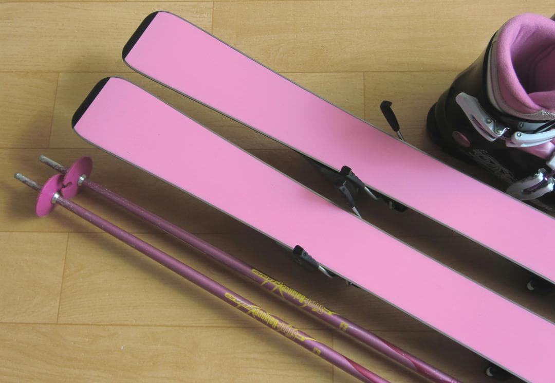 ■■送料無料■子供用スキーフルセット■板100靴20■WAX済■女の子に最適■■