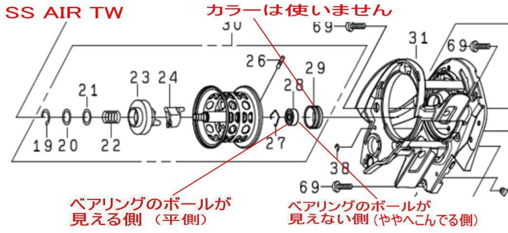 ダイワ SS AIR TW 専用ツインベアリング