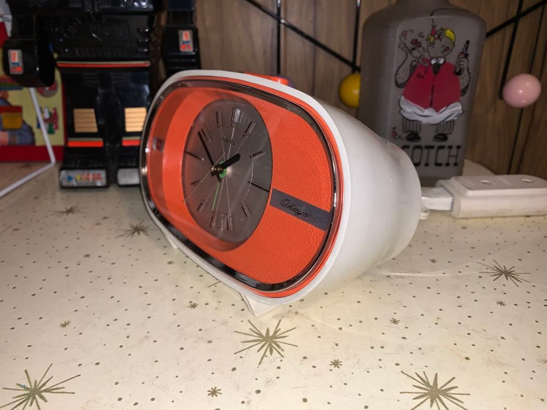 昭和レトロ　動作品　東芝　電気目覚時計　おはよう　スペースエイジ　レトロポップ