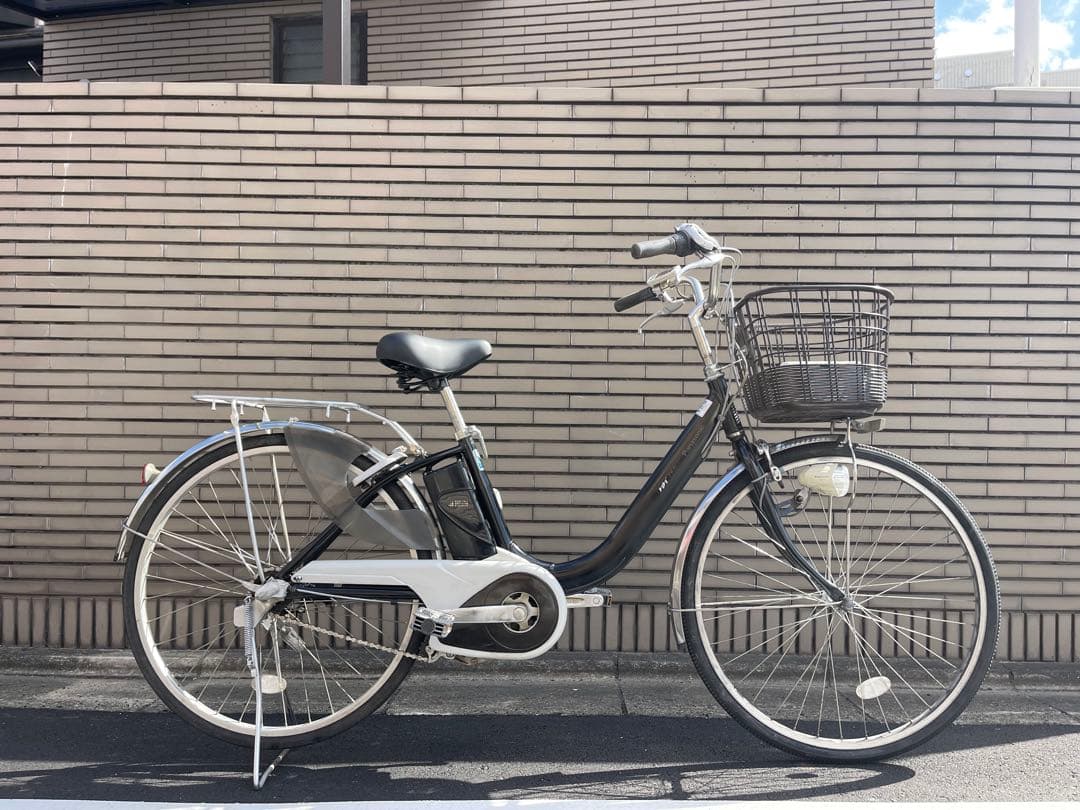 8.9ahパナソニック電動アシスト自転車 黒前バスケット付き