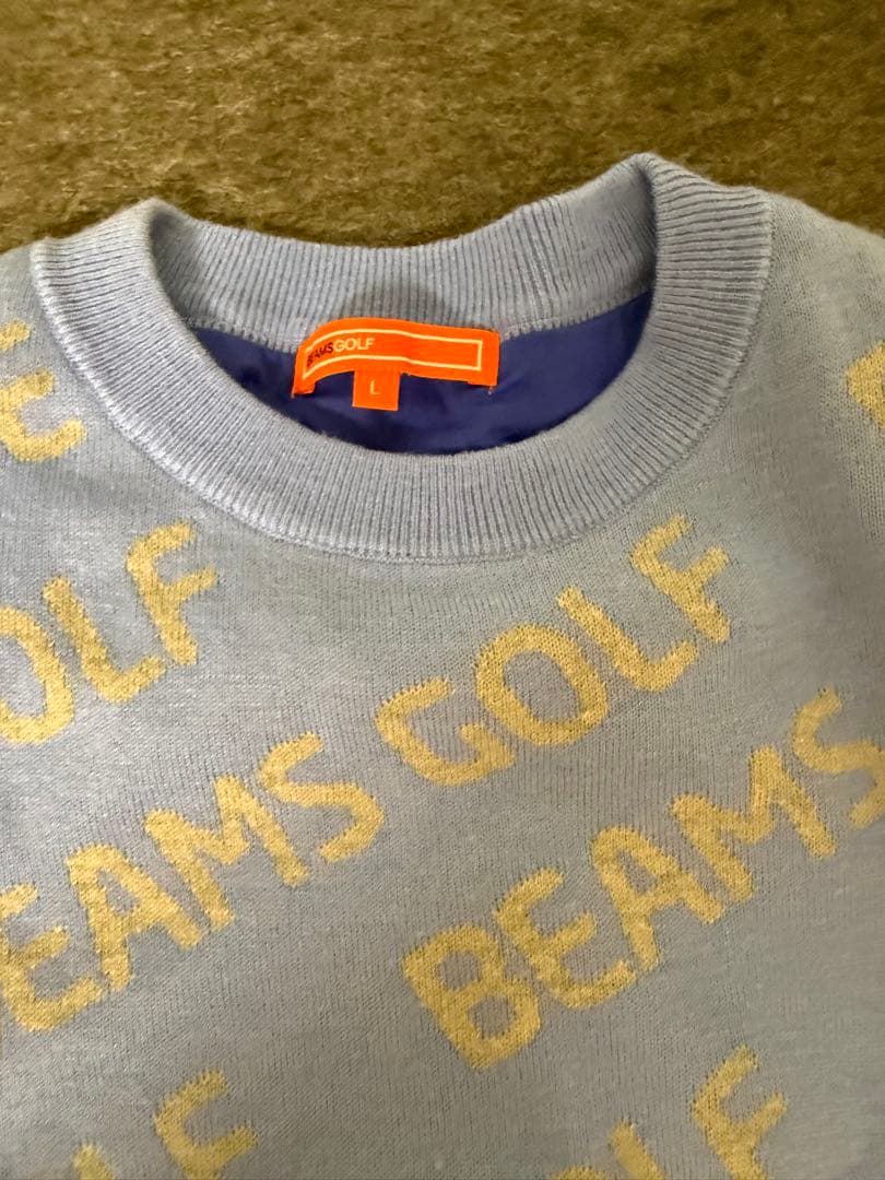 BEAMS GOLF ビームスゴルフ ロゴ総柄 セーター ブルー