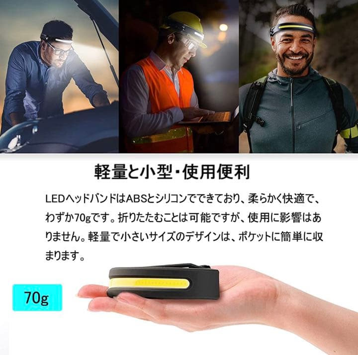 【2個セット】 ヘッドライト 充電式 へっどらいと 5つの照明モード 高輝度