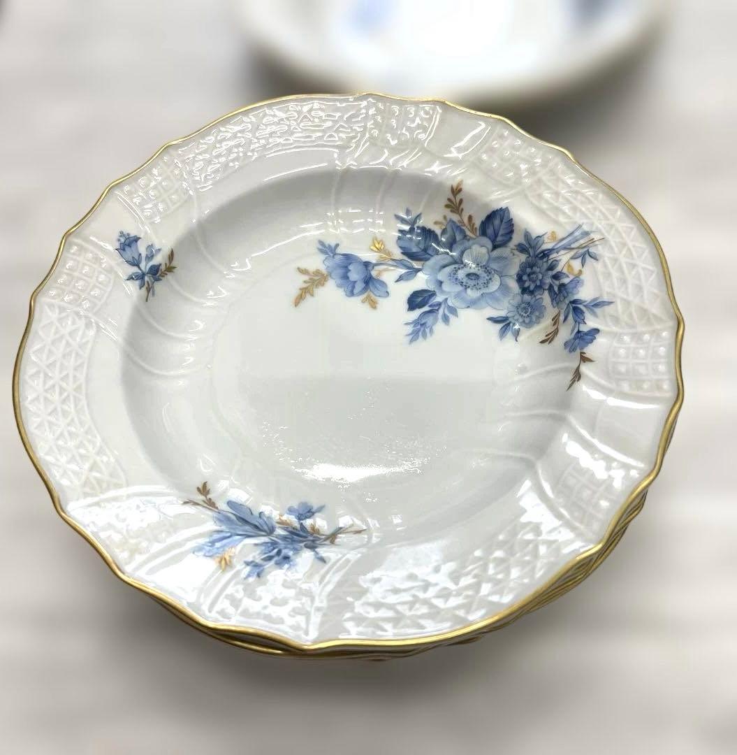 Hutschenreuther 青い花柄皿 6枚セット