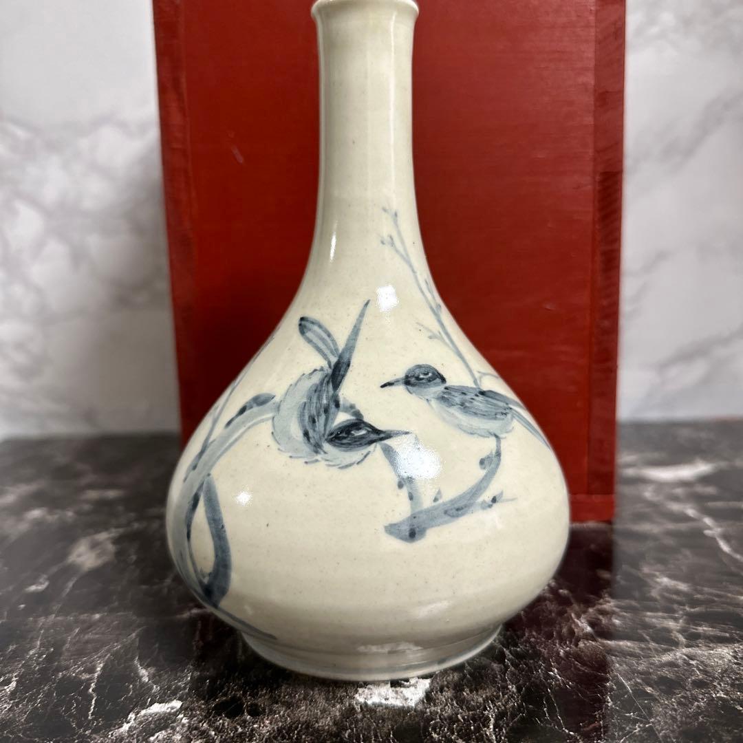 李朝、分院窯、花鳥図、完品！箱。