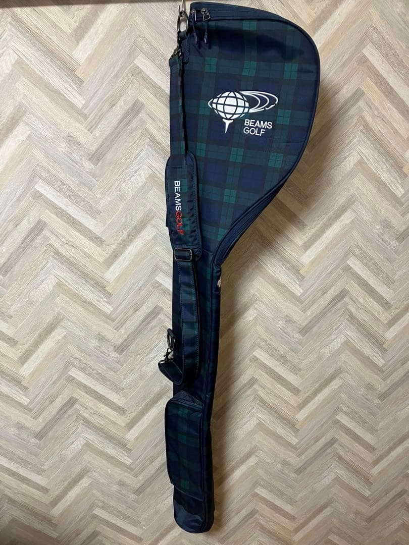 BEAMS GOLF チェック柄キャディバッグ ネイビー
