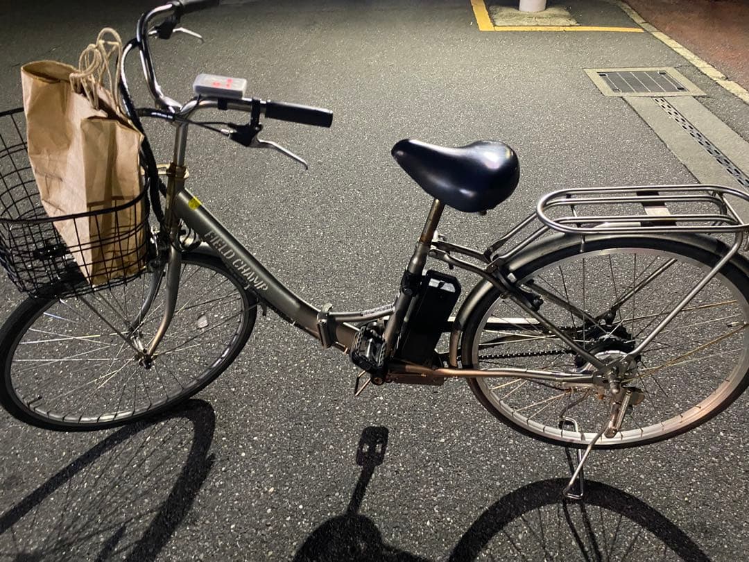 電動アシスト自転車 グレー バスケット付き