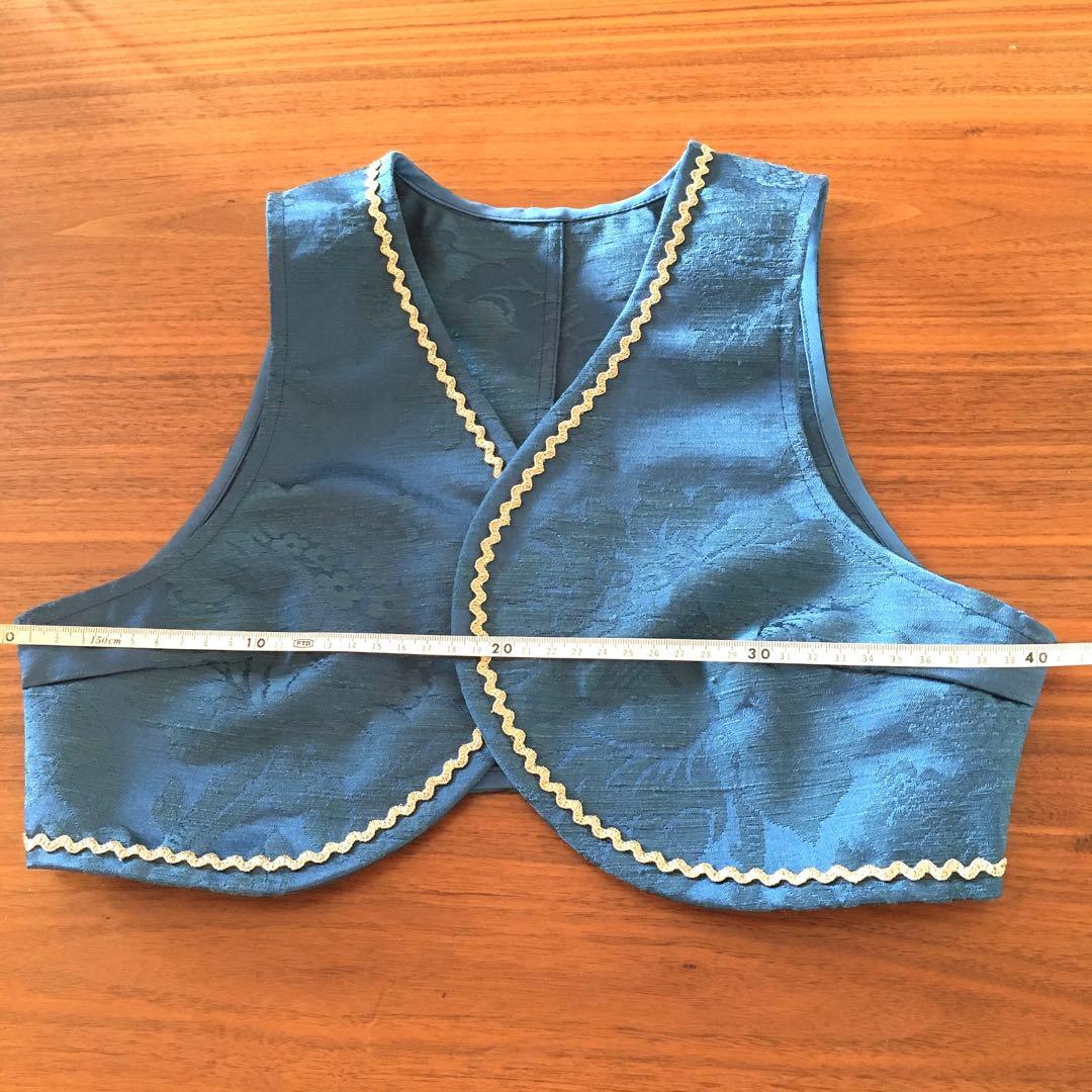 フラメンコ 衣装 チャレコ 花柄 ブルー 9号