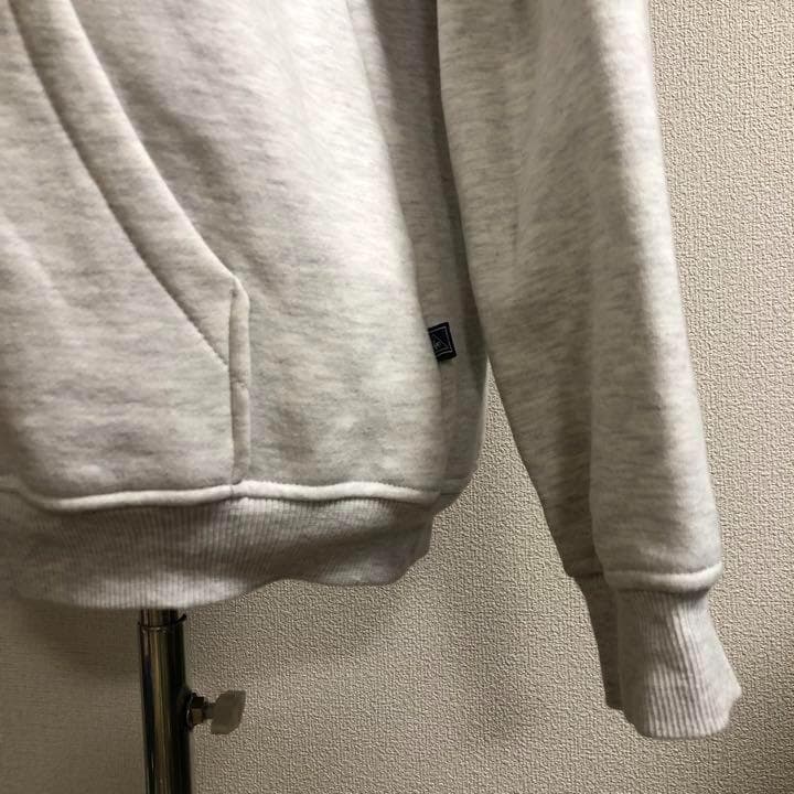 ルコック★ジップアップ 刺繍ロゴ パーカー 裏起毛 グレー Lサイズ