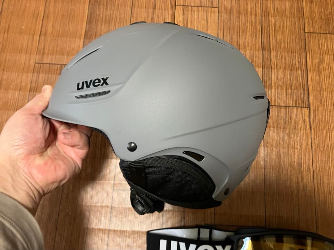 uvex ヘルメット 59-62 cm グレー ゴーグル付き